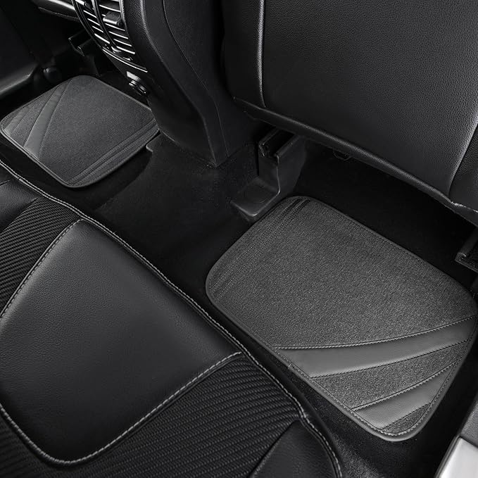 CAR PASS Car Floor Mats, Edge Leather Waterproof Car Mats with Double Stitch Line and Anti-Slip Backing Design, Fit 95% Autom