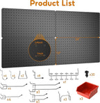 Peg Board, 84pcs Metal Pegboard Kit, Includes 4 Pack 24''X12'' Large Black Peg Board with Accessories and Hook Locks, Heavy D