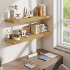 Fun Memories Floating Shelves Set of 2, 40 Inch Long Wooden Wall Shelves, 10 Inch Deep Wall Mounted Storage Shelf with Metal 