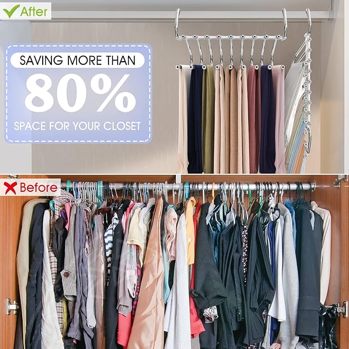 Upgrade 9 Layers Pants Hangers Space Saving, 4 Pack Multifunctional Pants Rack Non Slip Stainless Steel Clothes Space Saver H