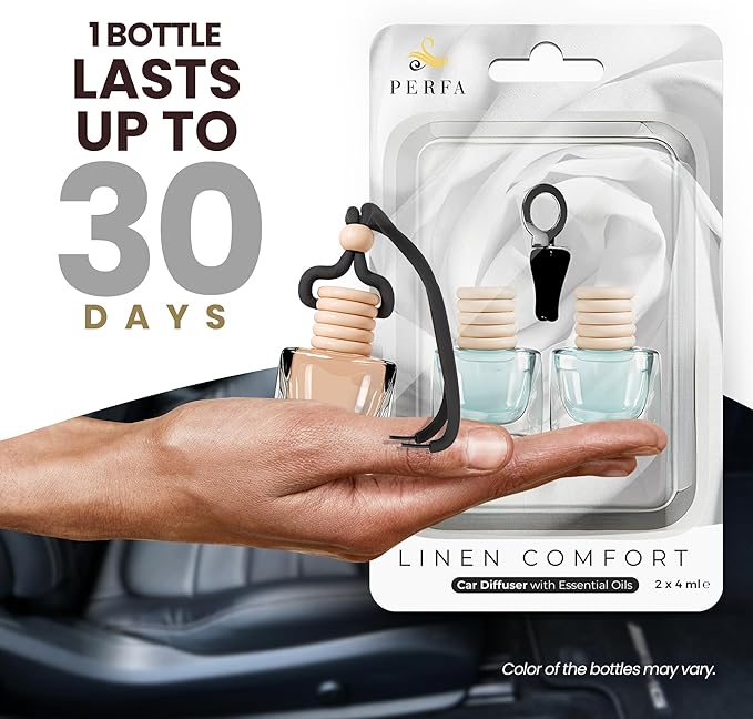 Car Air Fresheners for Men and Women - Linen Comfort | Pack of 2 Car Scents Air Freshener | 4ml Odour Eliminator Diffuser wit