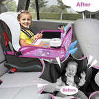 Kids Travel Tray for Toddler Carseat, Road Trip Activities Essentials for Toddler, Kids Lap Desk Tray with Tablet Holder Stand ＆ Dry Erase Board (Mermaid)