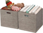 Foldable Storage Bins,13×13 Storage Cubes Basket Containers for Shelf Cabinet Bookcase Boxes,Thick Fabric Drawers - Set of 2,