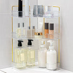 Corner Bathroom Counter Organizer Bathroom Countertop Shelf Makeup Organizer for Vanity Perfume Tray for Corner Storage (3 Ti