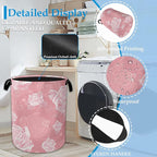 Pink Roses Large Storage Basket Collapsible Laundry Basket Oxford Storage Bin for Toy Bins Gift Baskets Bedroom Clothes Child