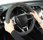 Auto Newer Breathable Steering Wheel Cover Suitable For Four Seasons，Anti-Slip Design，Odorless，Easy Carry Unviersal Fit for Truck SUV Sedans Vans,Interior Accessories Standard Size[14" 1/2-15"]（Black）