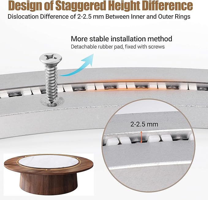 24 Inch Lazy Susan Bearing Heavy-Duty Aluminium Alloy Turntable Bearing, Mute Turntable Ball Bearing, Lazy Susan Hardware for