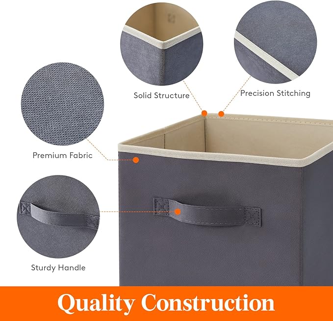 Lifewit Storage Cubes, Foldable Decorative Fabric Storage Baskets for Organizing Home Organizers with Handles for Shelves, Cl