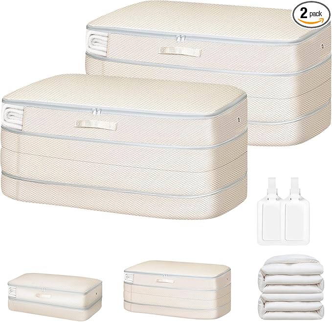 Comforter Storage Bag - Large Capacity Bedding Storage Bags Ultra Space Saving Self Compression Organizer, Washable Compressi