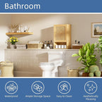 HITNET Bathroom Wall Cabinet, Rattan Medicine Cabinet, Bamboo Hanging Storage Organizer Over The Toilet with Adjustable Shelf