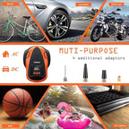 TEROMAS Tire Inflator Portable Air Compressor, Air Pump DC/AC for Car Tires 12V DC and Other Inflatables at Home 110V AC, Digital Electric Tire Pump with Pressure Gauge(Orange)