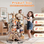 LAMU Stuffed Animal Storage Zoo, Wooden Stuffed Animals Organizer & Holder for Kids with Elastic Cords, Space Saving Plushies
