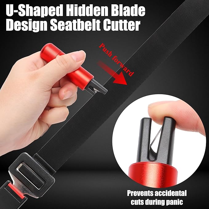 4 Pack 2-in-1 Window Breaker Seatbelt Cutter Upgraded car window breaker tool Under Water, seat belt cutter and glass breaker