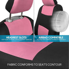 BDK PolyPro Car Seat Covers Full Set in Pink on Black – Front and Rear Split Bench Seat Covers for Cars, Easy to Install Car 