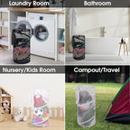 BATTOO 2 Pack Collapsible Laundry Basket with Lid Foldable Mesh Pop Up Hamper with Handles for Laundry Room, Bathroom, Kids R