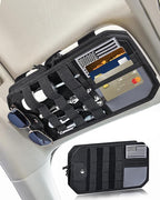 Heavy Duty Molle Car Sun Visor Organizer Tactical Pounch with Flag and Glasses Clip Store Your Daily Items for Most Cars, Trucks, SUVs, Compacts, 12.8"x6.9"x1.2"