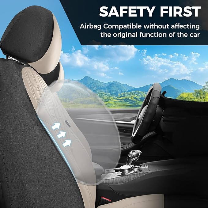 FLORICH Car Seat Covers Front Seat, Leather Seat Covers for Cars, Waterproof Car Seat Protector Breathable, Front Seat Covers
