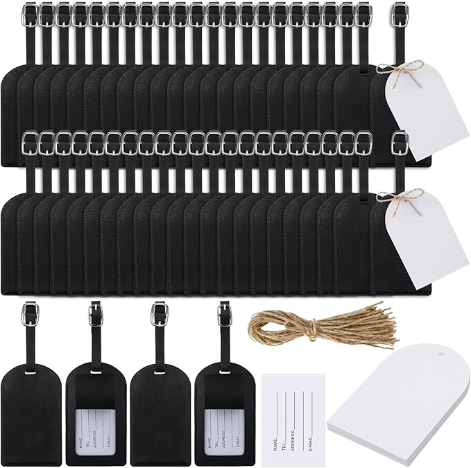Amylove 48 Sets Leather Luggage Tags Bulk Wedding Favors Luggage Tags for Guests Bridal Gifts Wedding Bridal Shower Gift PU L