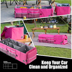 LIBZAKI Oversize 4 in 1 Car Trunk Storage Organizer, Multi Compartment Collapsible Trunk Storage Box with Cooler Bag for Car