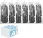 Hanging Vacuum Storage Bags, 6 Pack (53 x27.6 inch), Vacuum Seal bags for Clothing, Garment Storage for Coat, Jacket, Suits, 