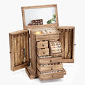 Jewelry Box for Women, Rustic Wooden Jewelry Boxes & Organizers with Mirror & Drawers,6 Layer Jewelry Organizer Box for Rings