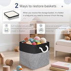 FinishingBo Fabric Cubes Storage Basket, 6 Pack 11x11 in with Handles Cube Storage Bins, for Shelves, Home, Office Organizers
