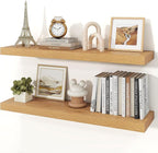Floating Shelves for Wall, 9.3" Deep Wall Mounted Wood Shelves for Bathroom, Bedroom, Living Room, Kitchen, Hanging Shelf for