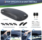 Garvee Rooftop Cargo Box Carrier Dual-Side Opening,12 Cubic Hard Shell Rooftop Cargo Carrier,165Lbs Weight Capacity with Secure Straps&Keys