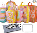 8 Pcs Compression Packing Cubes for Travel, Lightweight Waterproof Luggage Organizer Bags Set, Washable Packaging Cubes for W