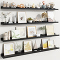 Fun Memories Picture Ledge Shelf, Black Floating Shelves Set of 4, 48 Inch Picture Shelves for Wall with Ledge, Large Nursery