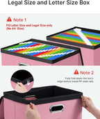 Oterri 2 Pack Large File Organizer Boxes with Lids, File Box with Mesh Pockets, Document Organizer Box for Legal/Letter Size 