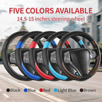 Non-Slip Car Nappa Leather Steering Wheel Cover,Universal Car Accessories Women Men Fit 14" 1/2-15" Suvs/Vans/Sedans/Cars/Tru