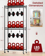 Sakugi Clothes Rack - 33.0" x 12.2" x 79.5" Clothing Rack with Shelves & Wheels, Multi-Functional Wardrobe Closet with Hooks,