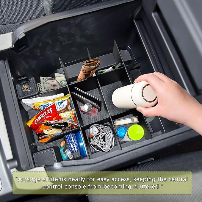 Center Console Organizer Compatible with Ford F250/F350/F450 (2017-2022) and Expedition (2018-2024) Interior Accessories Armrest Storage Box Insert Tray, Black(Full console w/bucket seats ONLY)