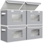 Univivi Fabric Foldable Storage Boxes [4-Pack] Large Collapsible Stackable Storage Bins with Lids, Closet Organizers and Stor