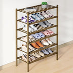 Smiry Bamboo Shoe Rack for Closet, 6 Tier Wooden Stackable Shoe Organizer, Free Standing Shoes Storage Shelf for Entryway, Fr