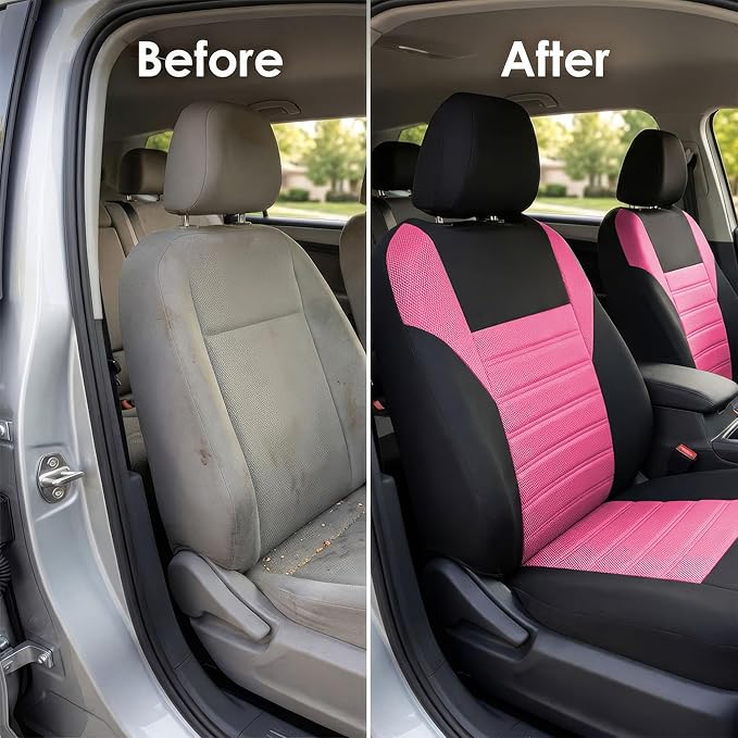 FH Group Automotive Car Seat Covers Full Set Premium 3D Air Mesh Front Seat Covers, Airbag Compatible & Split Bench Cover Uni
