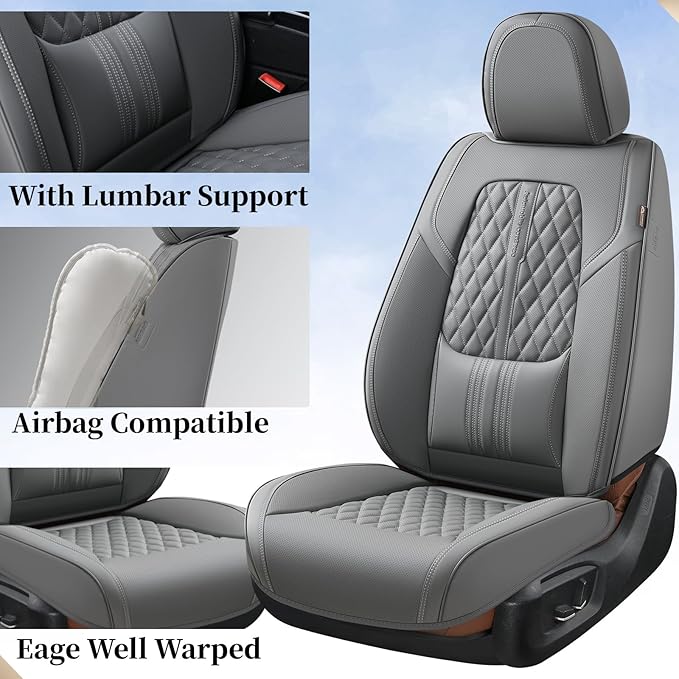 Coverado Seat Covers, Car Front Seat Covers with Backrest, Nappa Leather Car Seat Protectors,Waterproof &Breathable,Anti-Slip