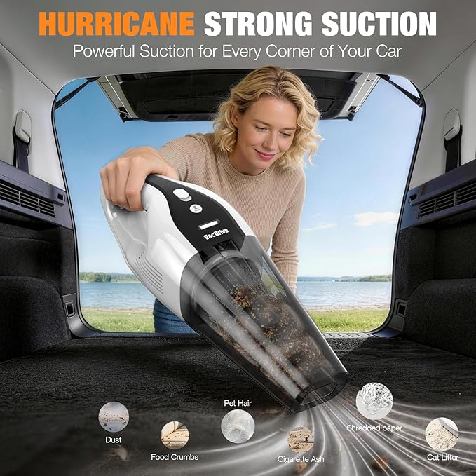Handheld Vacuum Cordless, Ultra-Strong Suction Car Vacuum Portable Cordless, Rechargeable Hand Held Car Vacuum Cleaner High P
