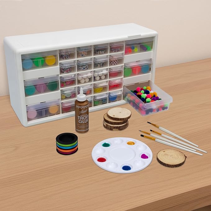 Akro-Mils 24-Drawer Plastic Drawer Storage Cabinet for Garage Organization, Bead Organizer, Building Bricks Storage, Teacher 