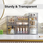 Prsildan Acrylic Drawer Makeup Organizer with 9 Drawers, Set of 3 Office Desk Organizers Accessories, Clear Stackable Storage
