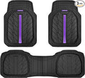 CAR PASS Tire Tread DeepDish Rubber Floor Mats for car Heavy Duty car mats All Weather, Universal XL~M Trim to Fit for Truck SUV Vehicle Automotive, Waterproof car mats 3 Piece (Purple Black)