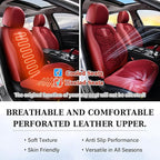 Coverado Car Seat Covers Full Set, Red Seat Covers for Cars 5 Seats, Breathable Fabric& Faux Leather Car Seat Cushions, Front