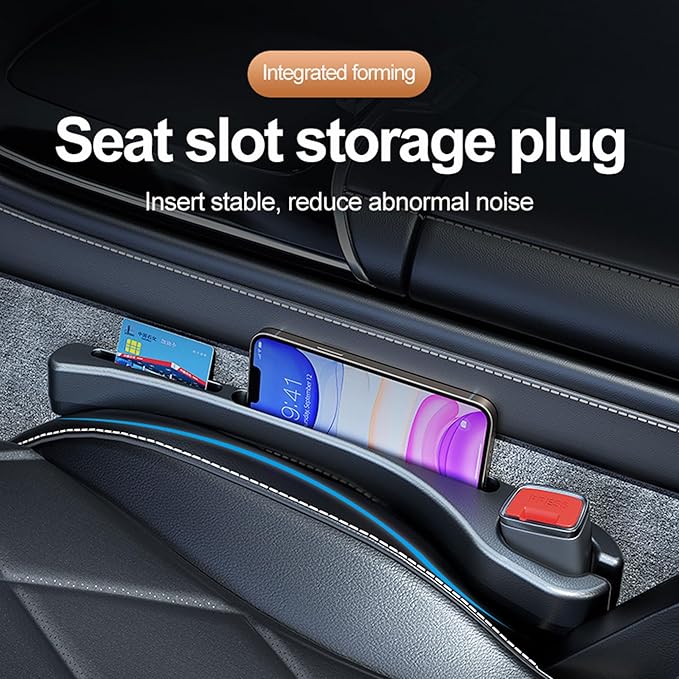 Car Seat Gap Filler, Leather Car Gap Filler Universal Fit for Most Cars and Trucks, Fill The Gap Between Seat and Consoles, Prevents Things from Falling Out, Pack of 2 PCS (Black)