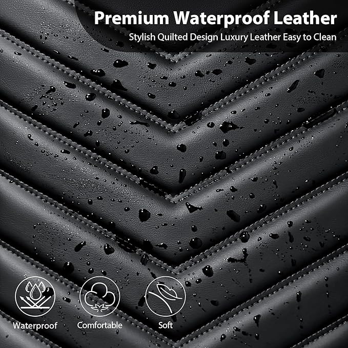 CAR PASS 3D Foam Faux Leather Car Seat Covers Full Set,Waterproof Leather Seat Cover for Cars,Luxury Universal Fit for SUV Tr