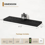 Vivelove Black Floating Shelves 47.2 Inches Wide, 12" Deep Wall Shelves for Bedroom, Bathroom, Living Room, Kitchen, Office, 