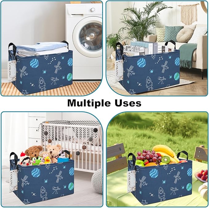 FANKANG Storage Bins, Nursery Hamper Canvas Laundry Basket Foldable with Waterproof PE Coating Large Storage Baskets for Kids