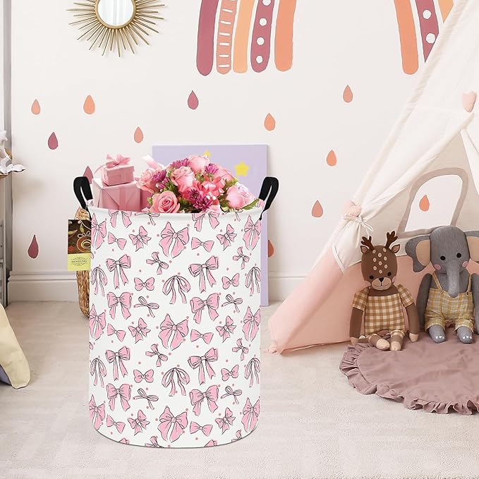 HUNRUNG Laundry Hamper,Large Canvas Fabric Lightweight Storage Basket Toy Organizer Dirty Clothes Collapsible Waterproof for 
