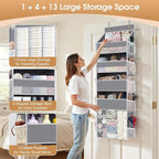 WISELIFE 5-Tier Over the Door Organizer for Hanging - 50LB Heavy-Duty Back of Door Organizer with 5 Spacious Pockets & 13 Mes
