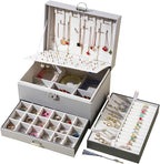 BOOVO Earring Jewelry Box For Women Girl Stud Organizer, 5 Layers Girl Jewelry Organizer Box With Lock Earring Holder Organiz